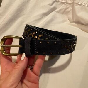 Lucky Brand Slate Blue Belt with Bronze Buckle